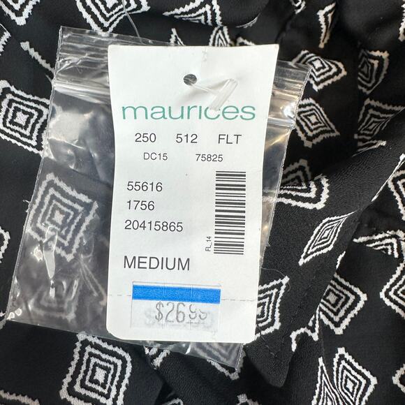 Maurices Duster Top SZ M Button Up Collared Black Geometric Tank Tunic Dress Top - Picture 6 of 8